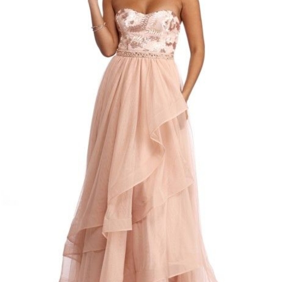 Mauve Strapless Sequin Dress Prom/Wedding - Picture 2 of 2